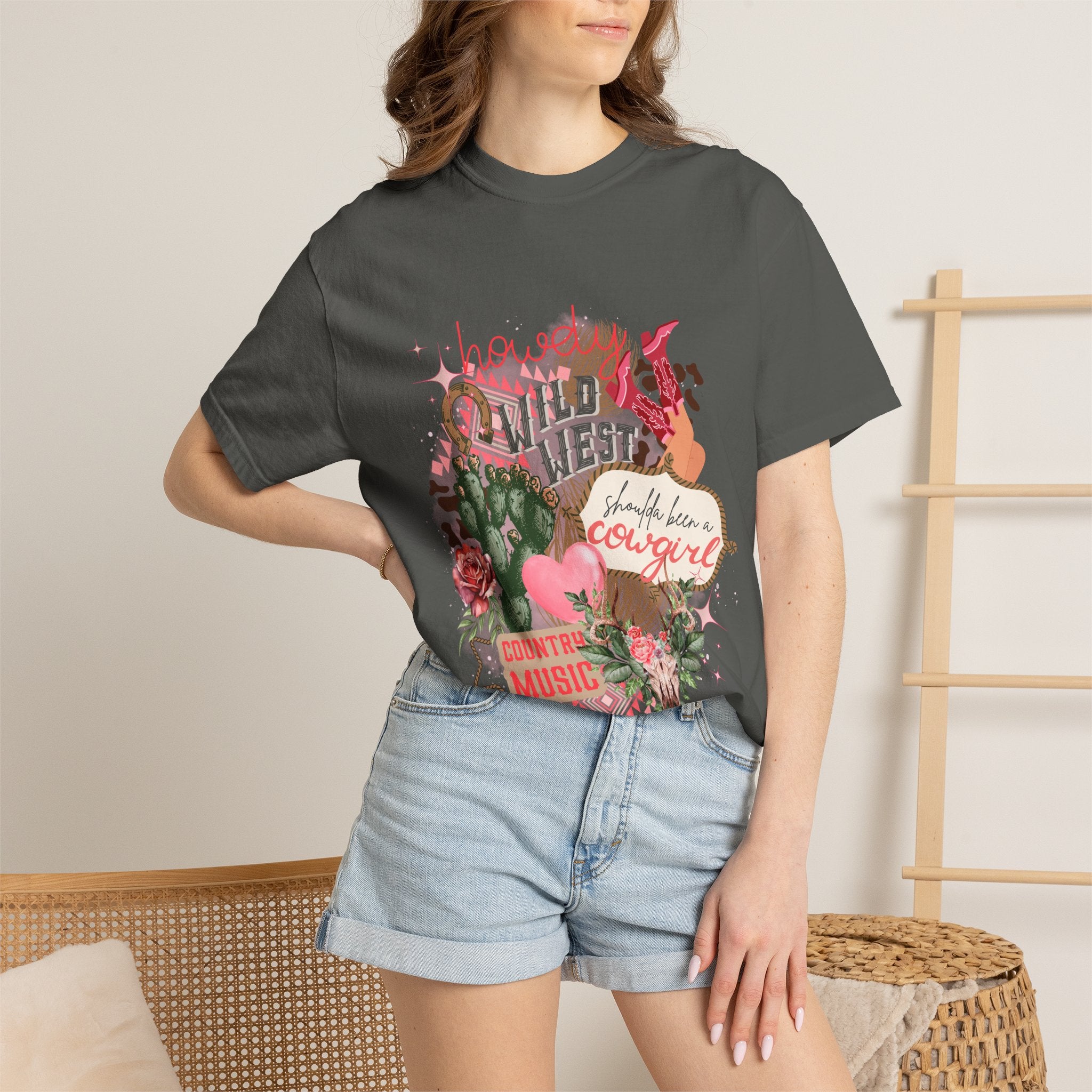Cowgirl Country Music T-Shirt — Wild West Floral "Howdy" Graphic Tee