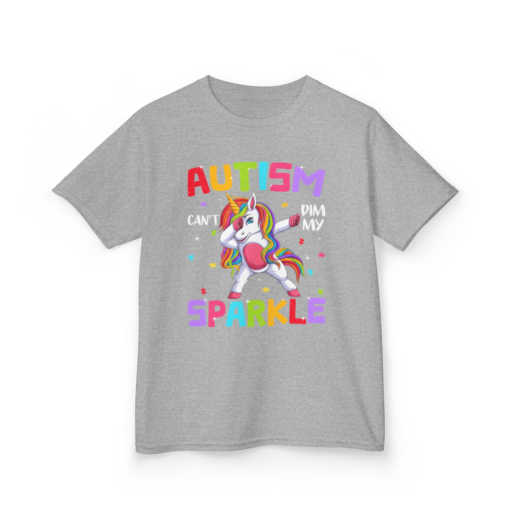 Autism Sparkle Kids T-Shirt — "Autism Can't Dim My Sparkle" Unicorn Tee