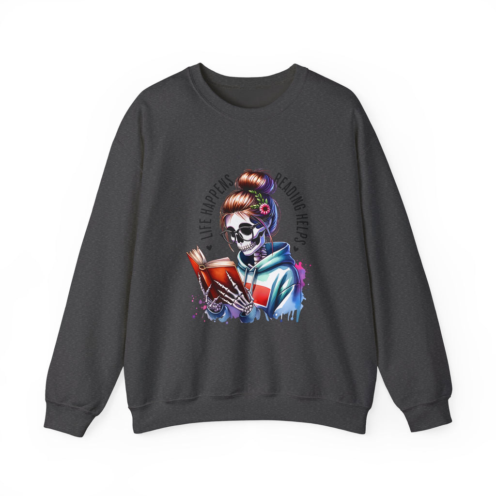 Reading Heals Sweatshirt — Skull Booklover Crewneck