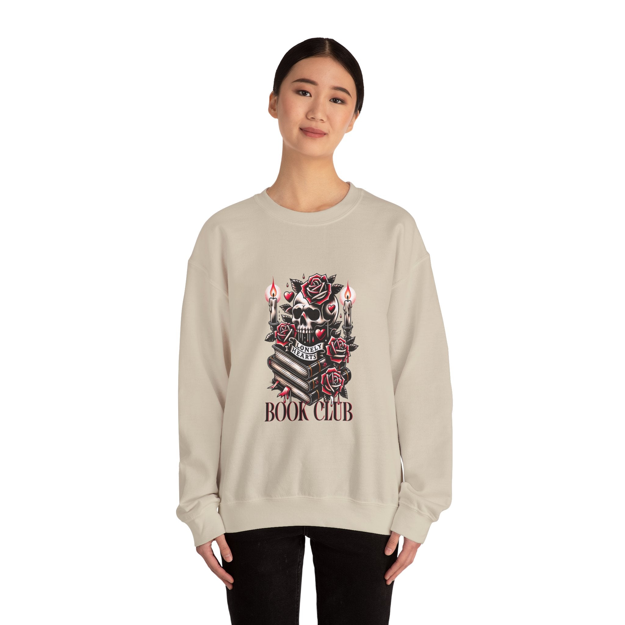 Book Club Sweatshirt — Gothic Skull, Roses & Candles Reading Crewneck