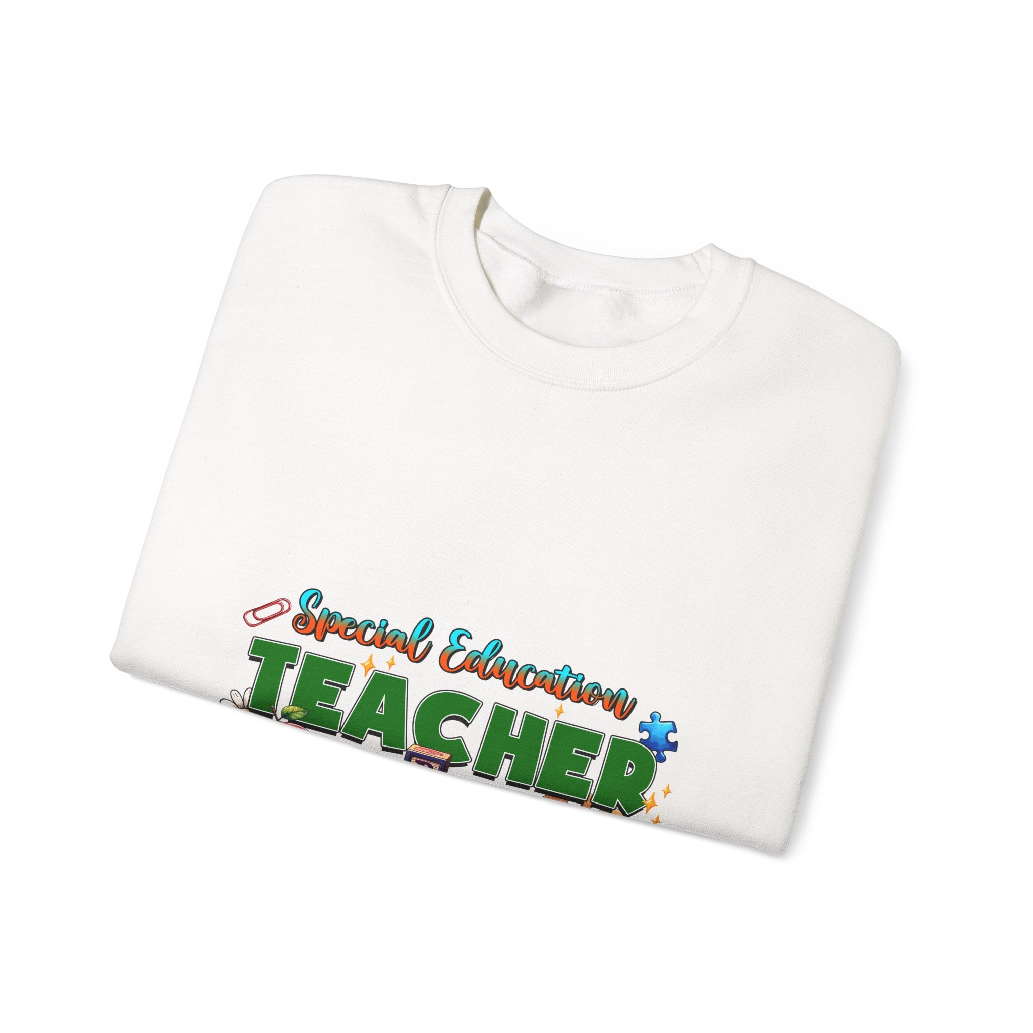 Special Education Teacher Crewneck Sweatshirt — Cute Apple & Classroom Icons