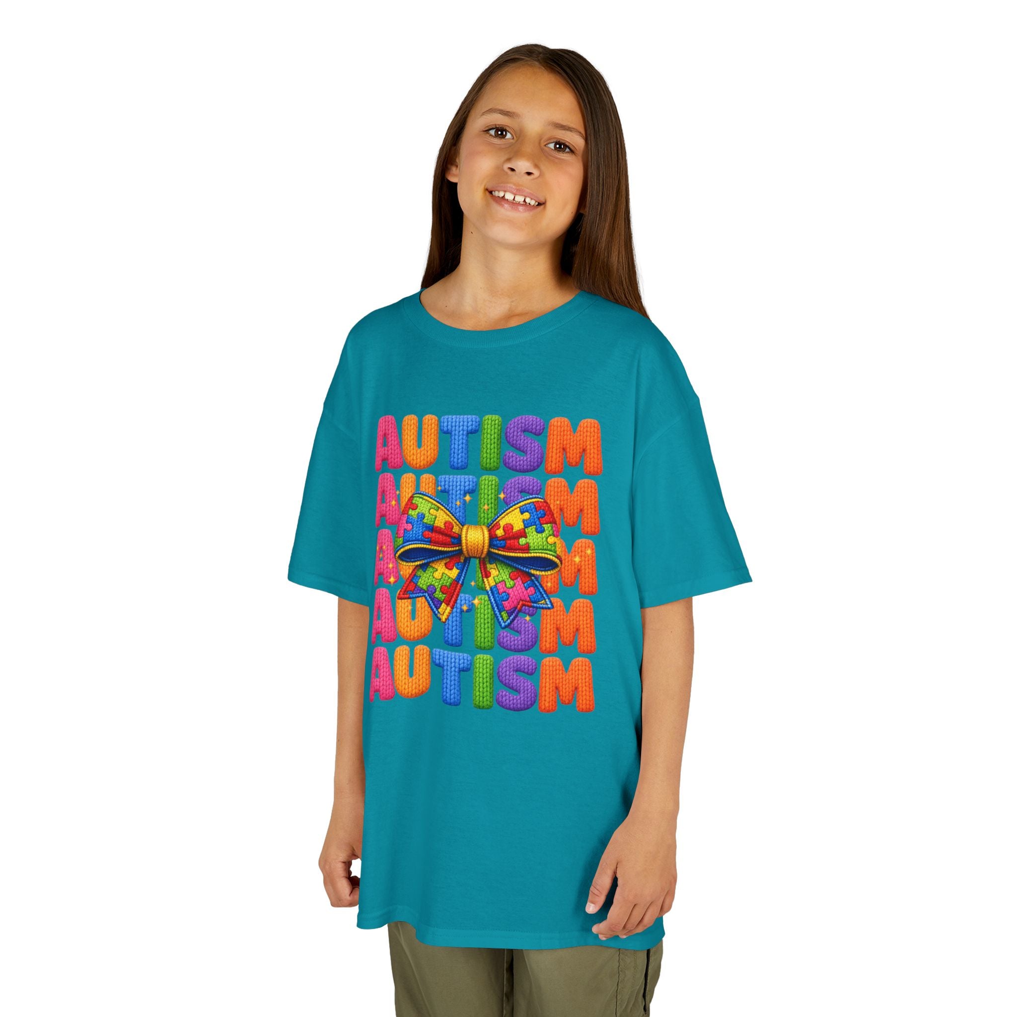 Kids Autism Awareness T-Shirt — Colorful Puzzle Ribbon Design