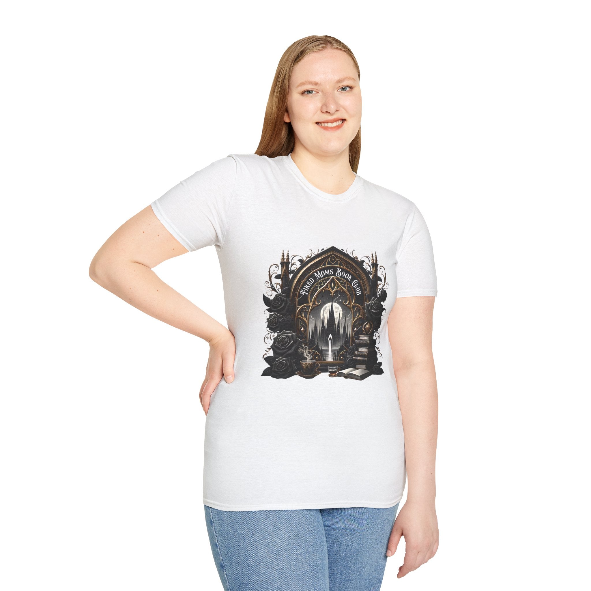 Gothic Library T-Shirt — "Read Books & Rise" Dark Fantasy Graphic Tee
