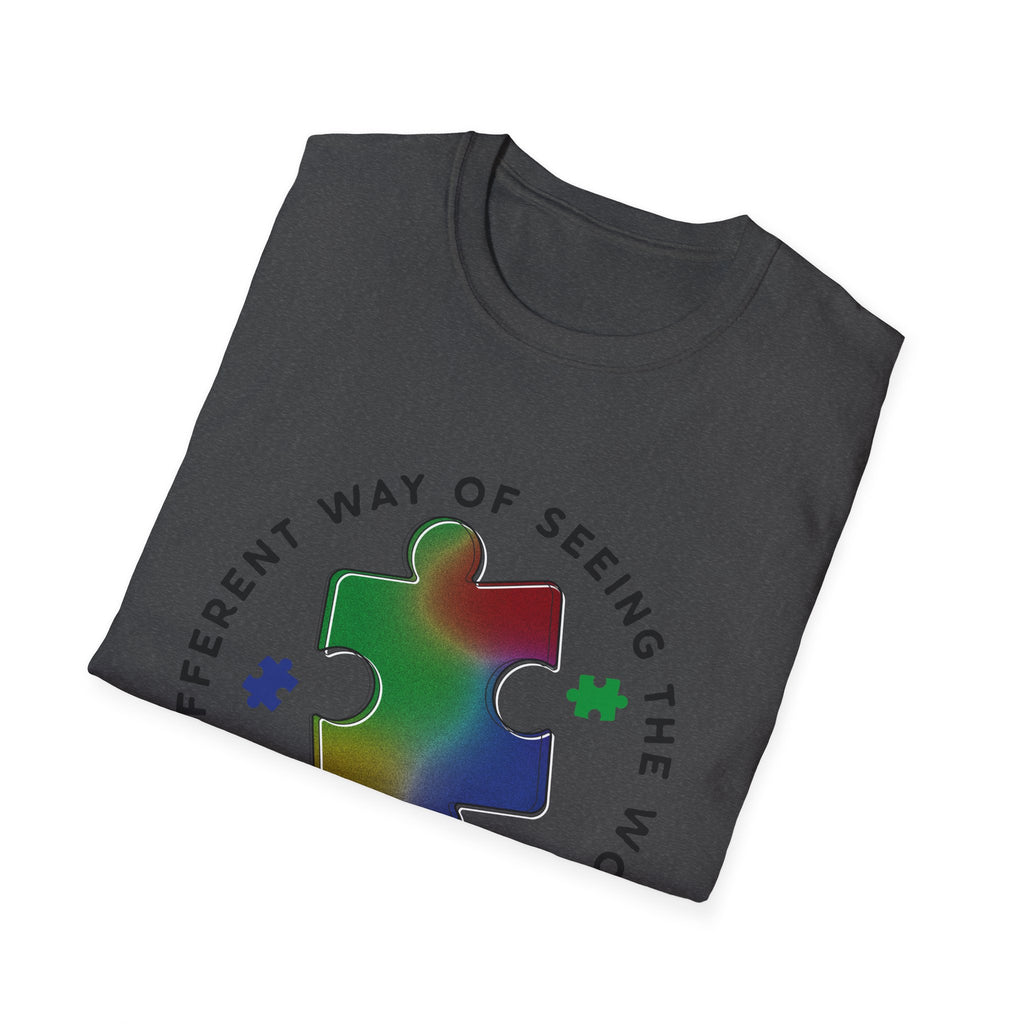 Autism Awareness T-Shirt – 'A Different Way of Seeing the World' Puzzle Heart Tee