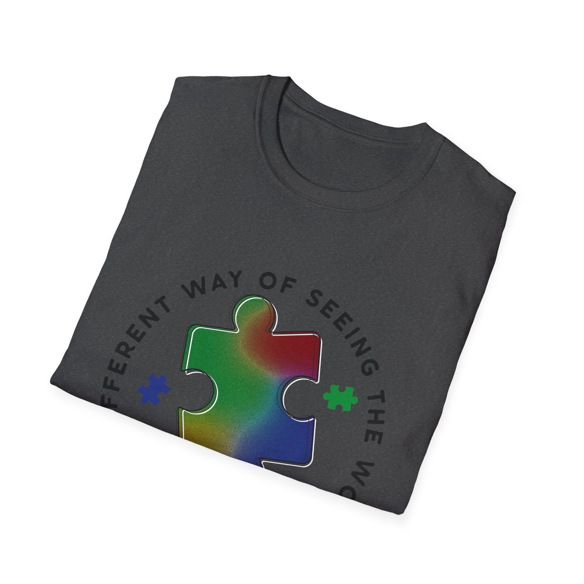 Autism Awareness T-Shirt – 'A Different Way of Seeing the World' Puzzle Heart Tee