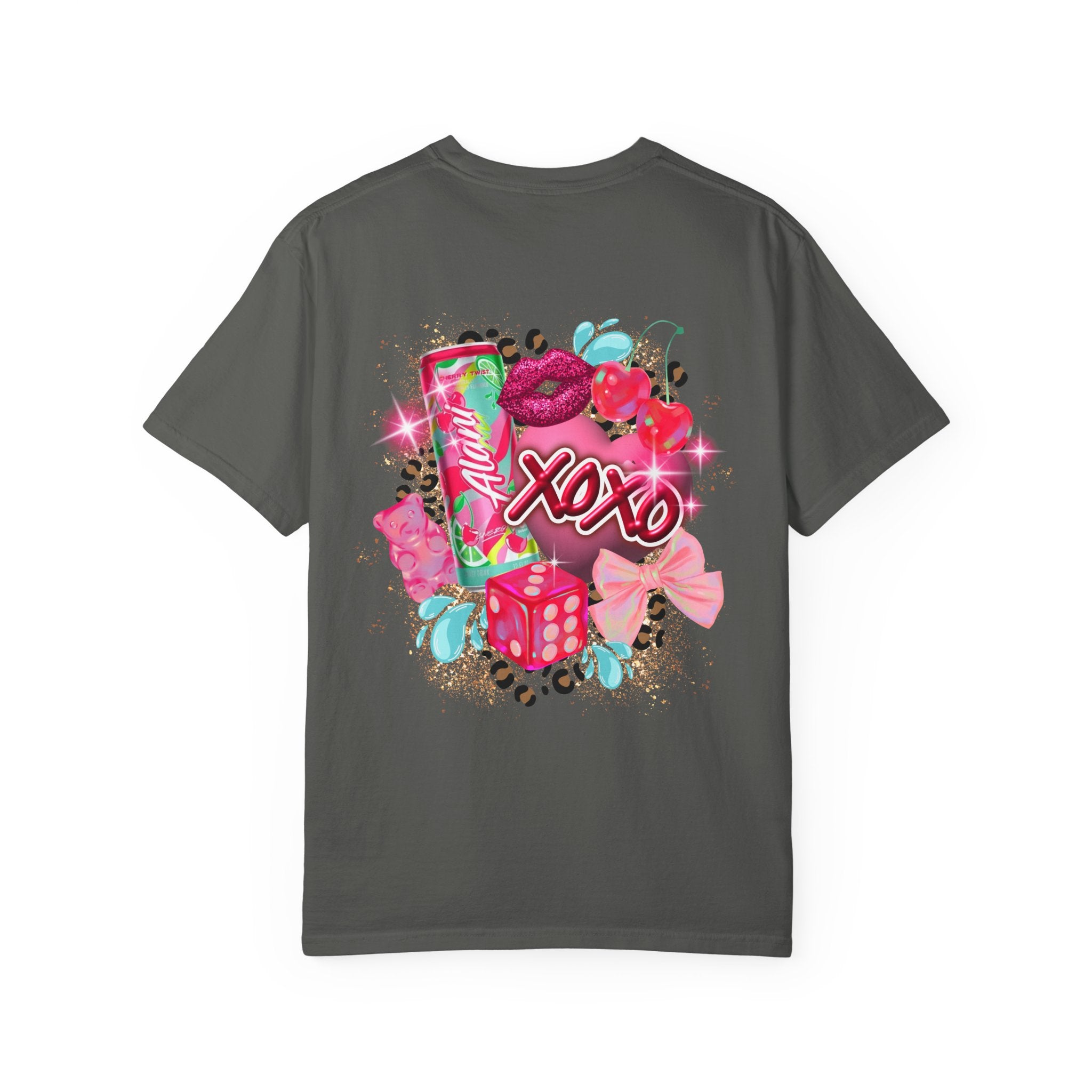 Alani Nu Graphic T-Shirt — Pink XOXO Candy & Lip Design