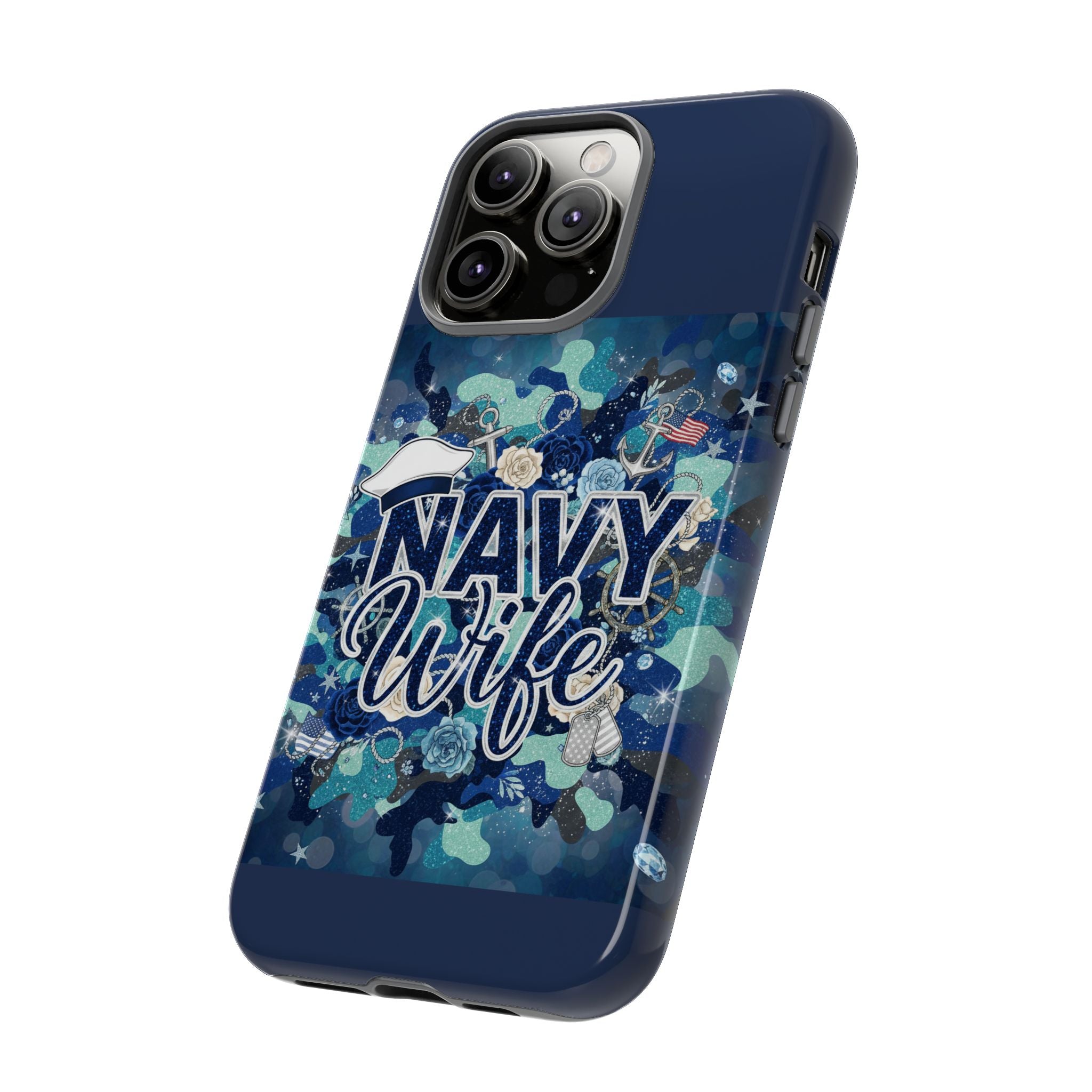 Navy Wife Tough Phone Case — Camouflage Military Tribute Protective Cover