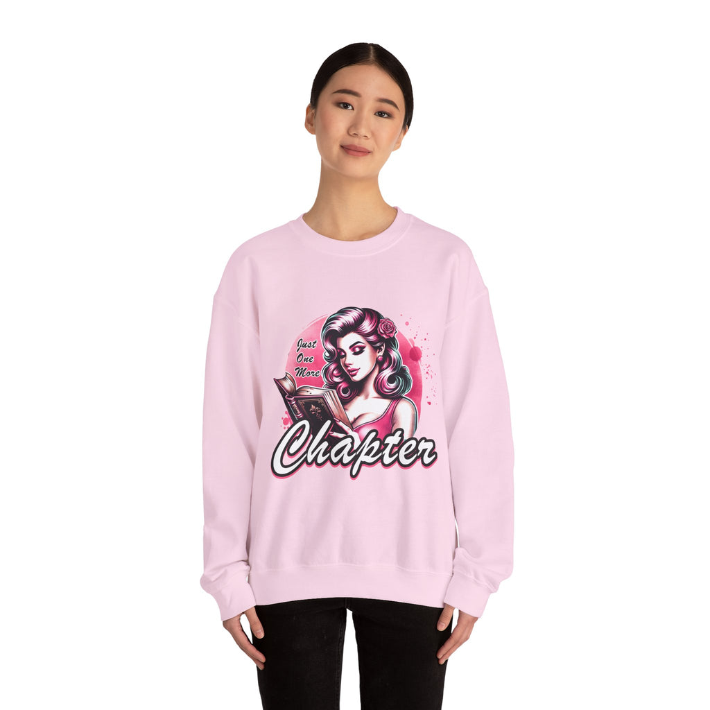 Chapter Reading Sweatshirt – Retro Pinup 'Just One More Chapter' Cozy Crewneck