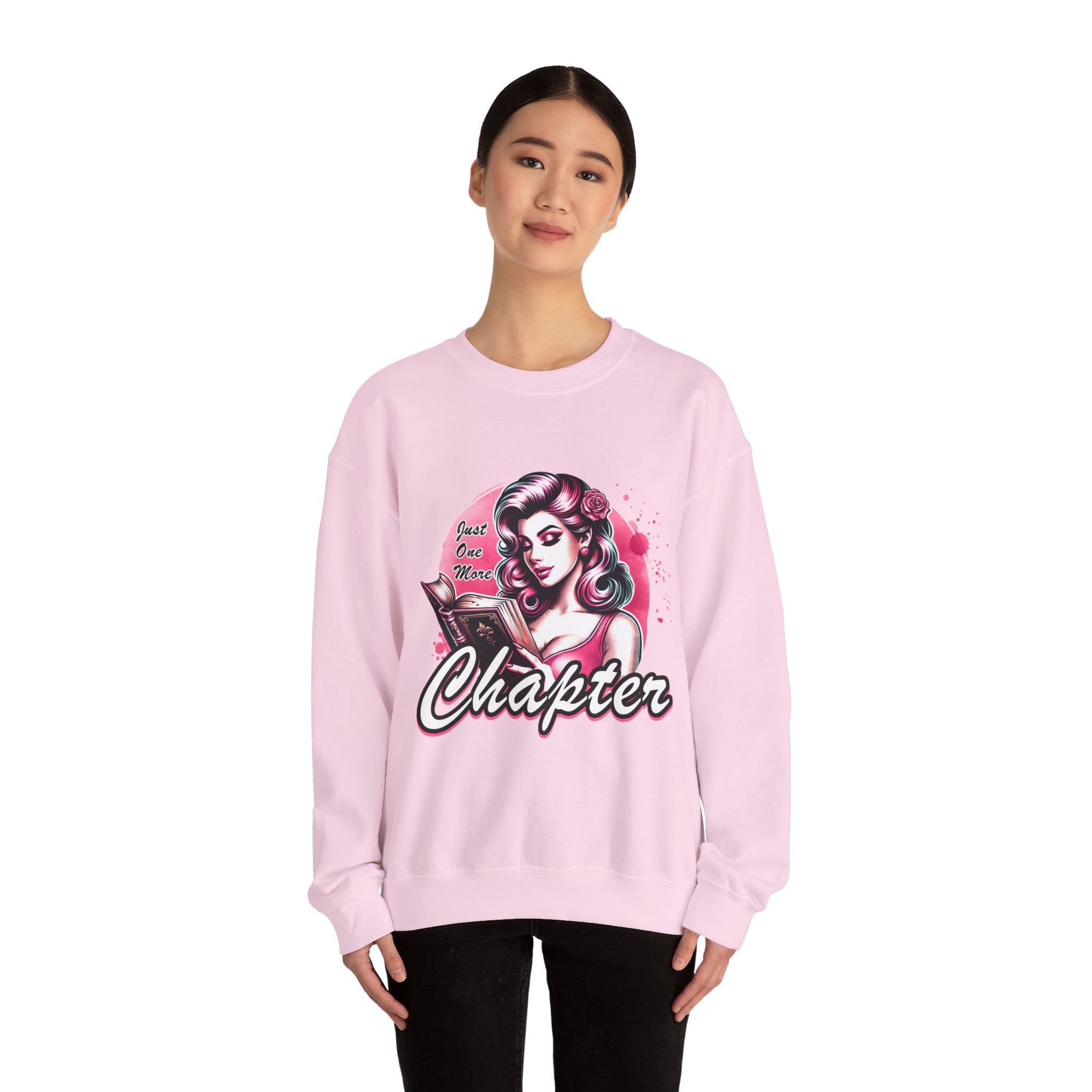 Chapter Reading Sweatshirt – Retro Pinup 'Just One More Chapter' Cozy Crewneck