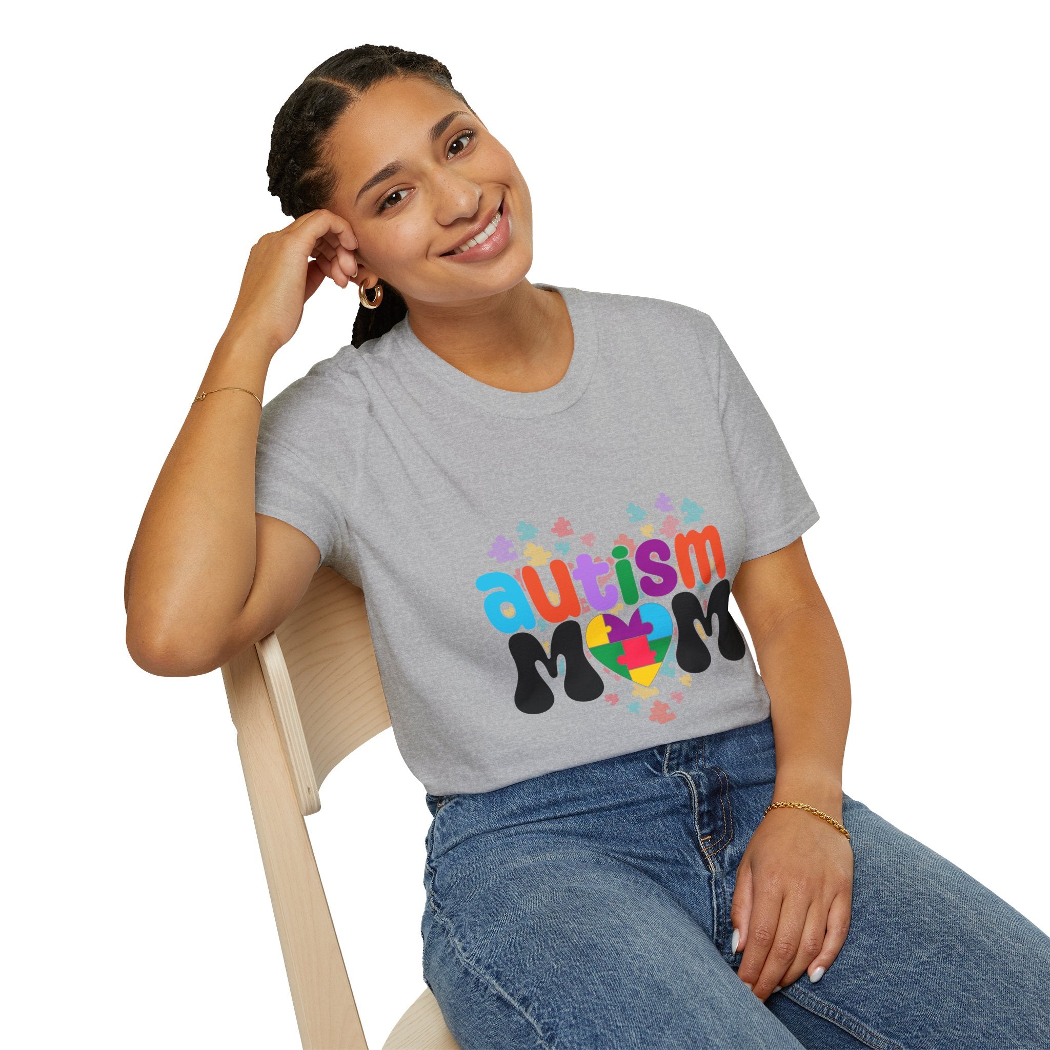 Autism Mom T-Shirt — Colorful Puzzle Heart Support Tee