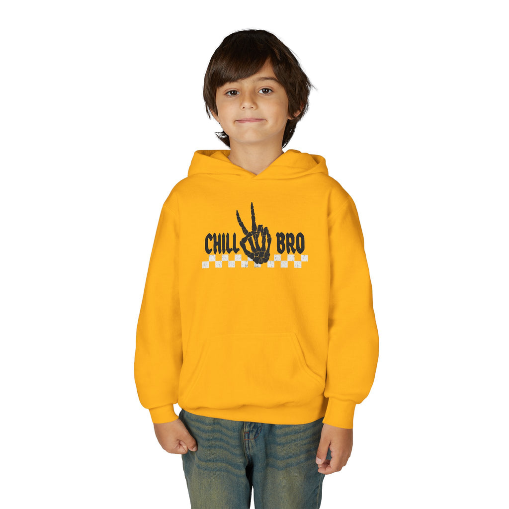 Youth Hoodie — "Chill Bro" Skeleton Hand Graphic