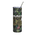 Proud Military Wife 20oz Stainless Steel Tumbler - Camo Flag Design