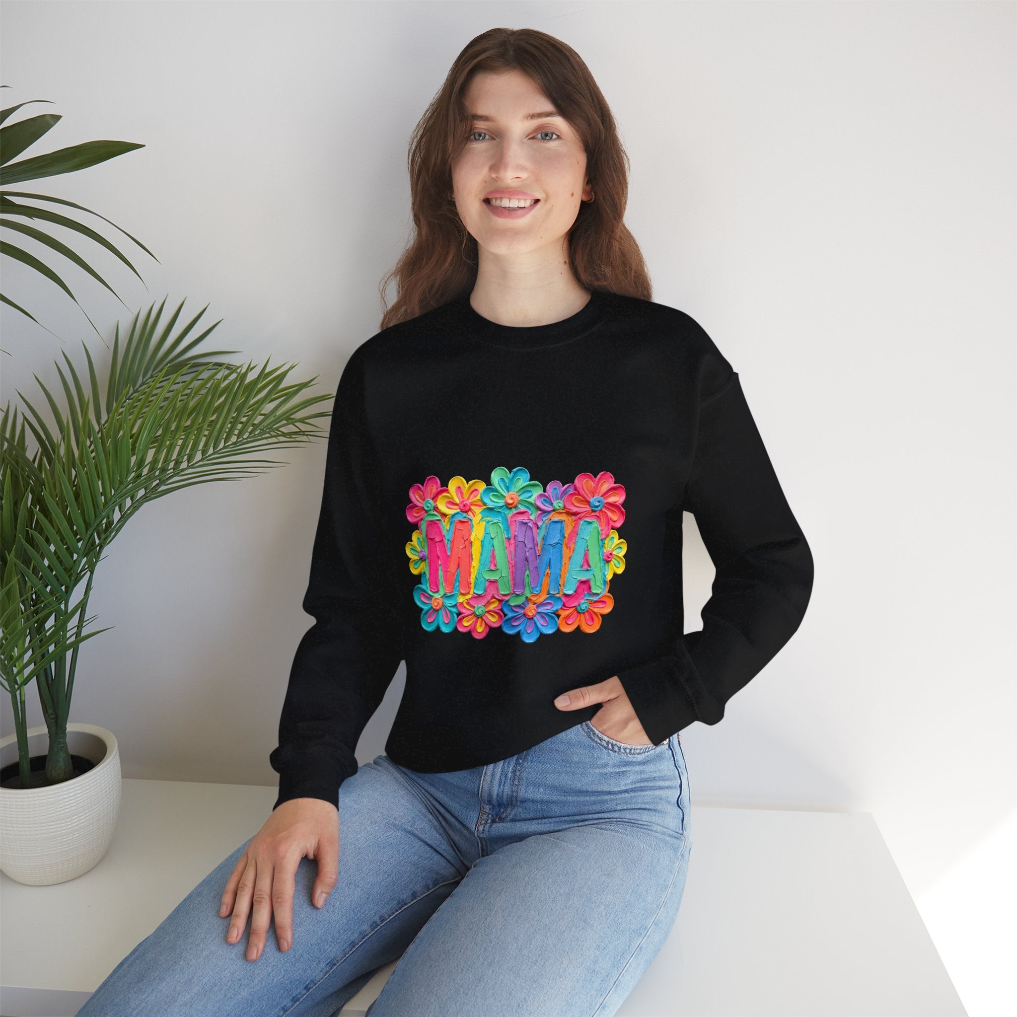 Mama Floral Crewneck Sweatshirt — Colorful Flower Mom Shirt for Mother’s Day