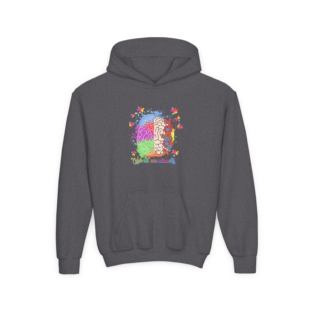 Youth Hoodie — Colorful Brain Science Design (STEM, Neuroscience Kids)