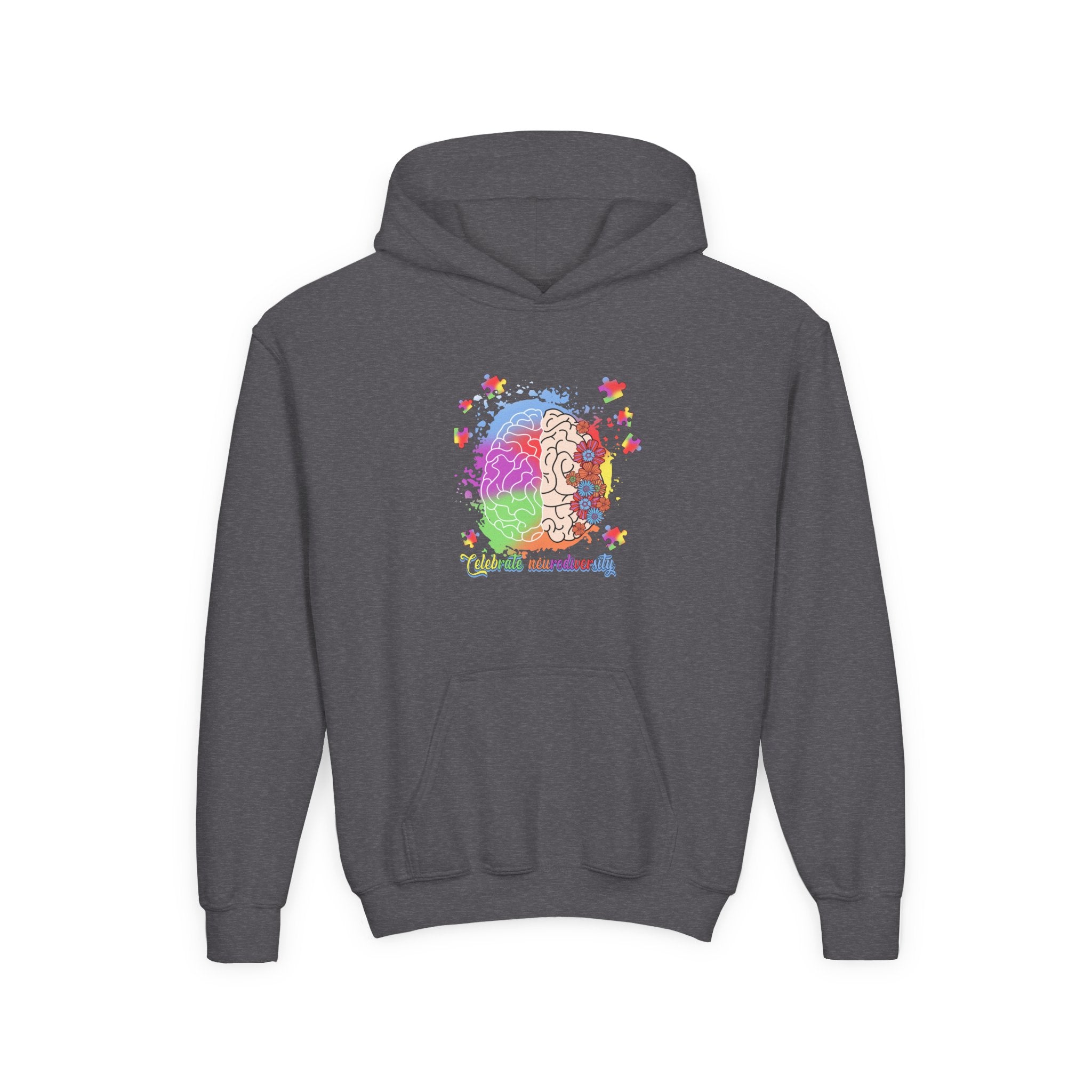 Youth Hoodie — Colorful Brain Science Design (STEM, Neuroscience Kids)