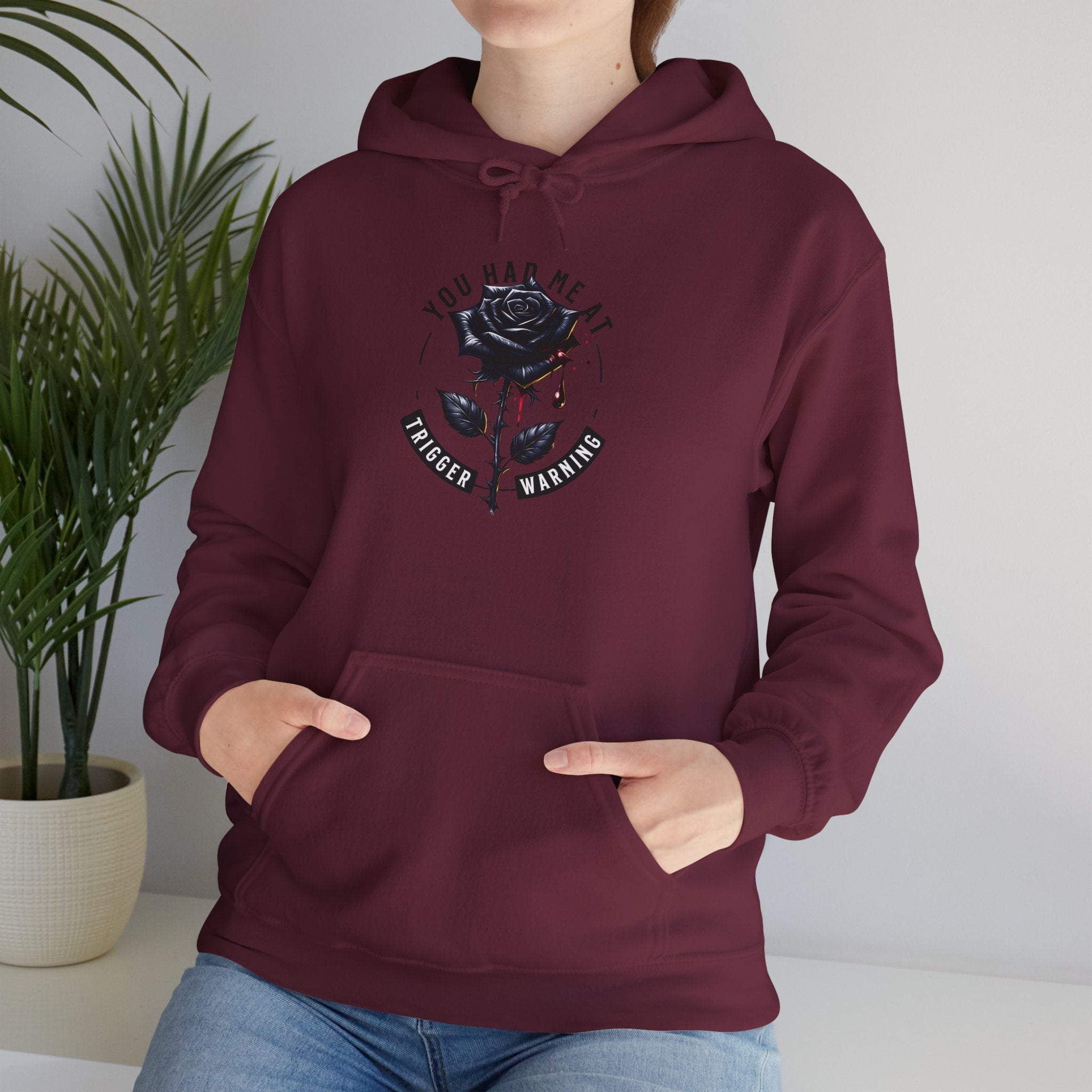 Rose Skull Hoodie - 'You Had Me at Bloody Hello' Gothic Floral Graphic Hoodie