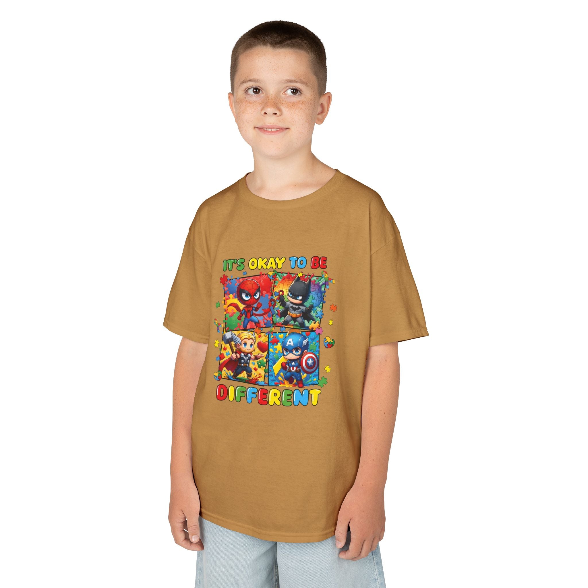 Kids 'It's Okay to Be Different' Graphic Tee — Colorful Inclusive Cartoon Design