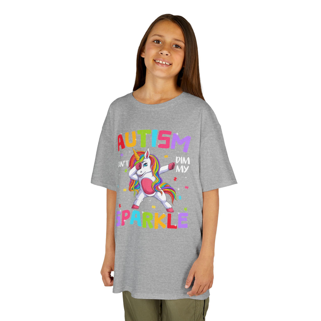 Autism Sparkle Kids T-Shirt — "Autism Can't Dim My Sparkle" Unicorn Tee