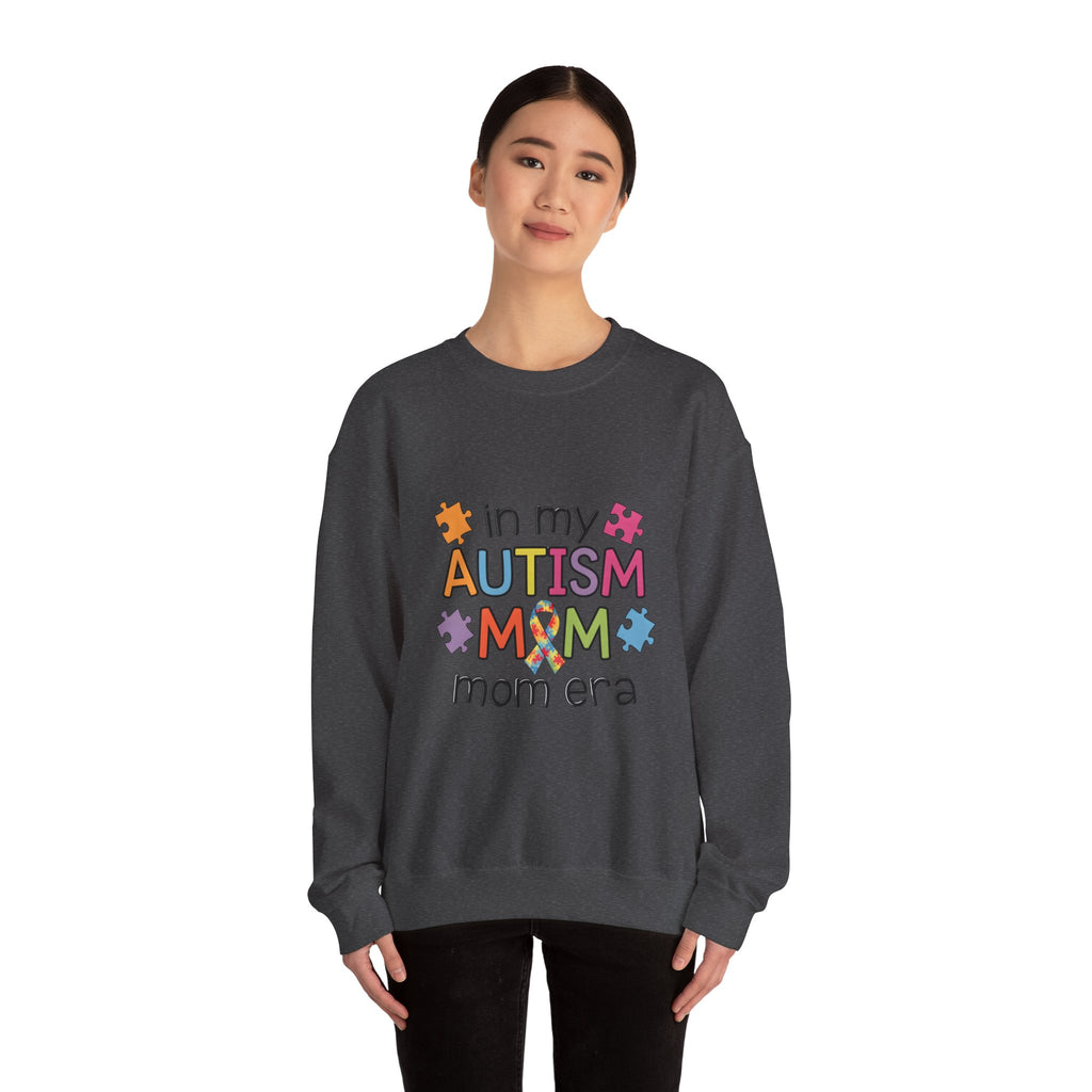 Autism Mom Crewneck Sweatshirt — "In My Autism Mom Era" Pullover with Puzzle Piece Design