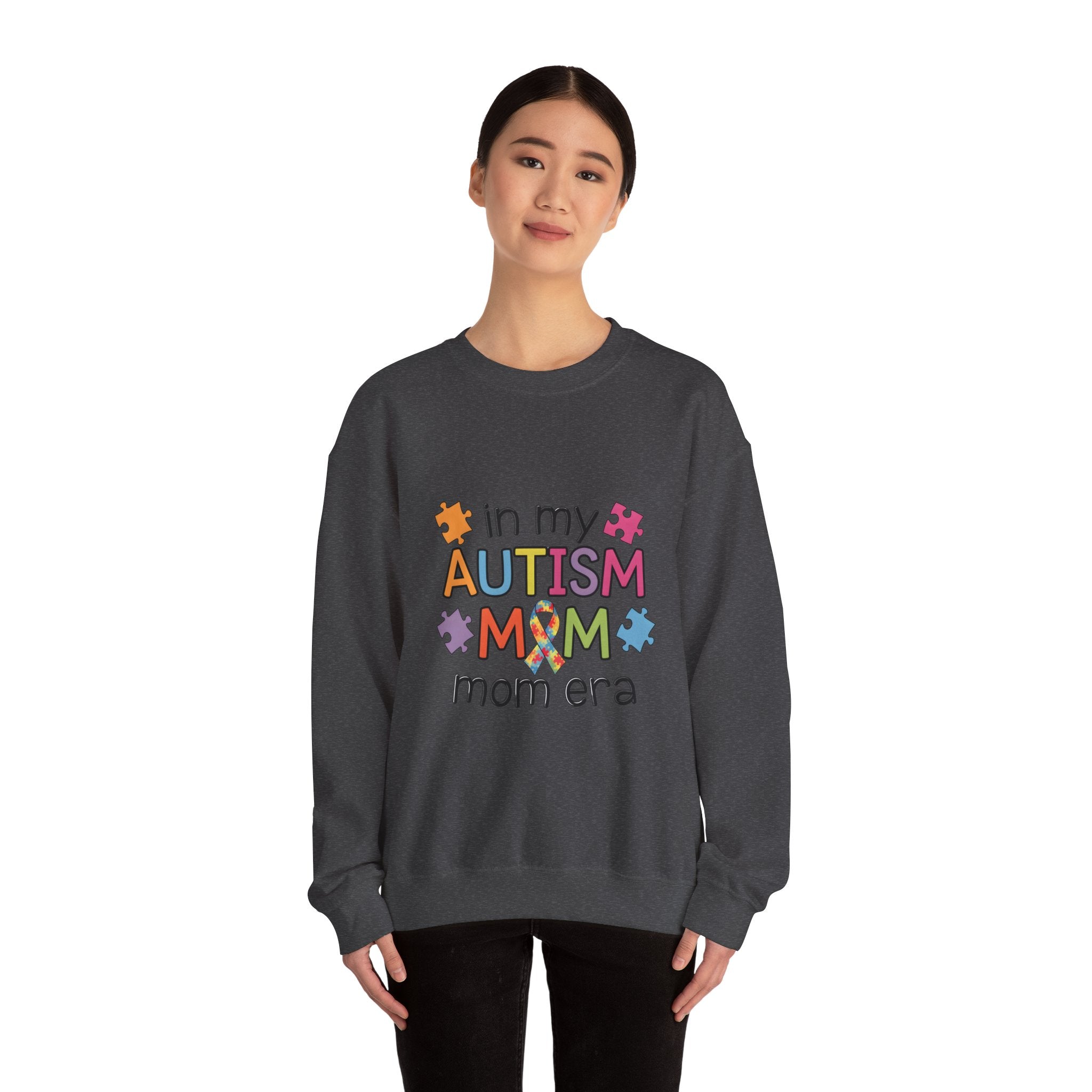 Autism Mom Crewneck Sweatshirt — "In My Autism Mom Era" Pullover with Puzzle Piece Design