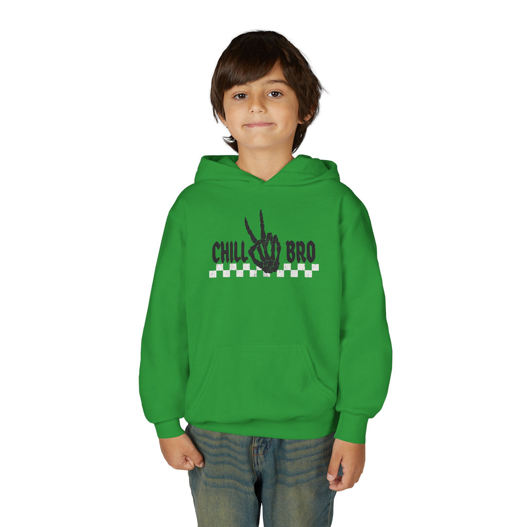 Youth Hoodie — "Chill Bro" Skeleton Hand Graphic