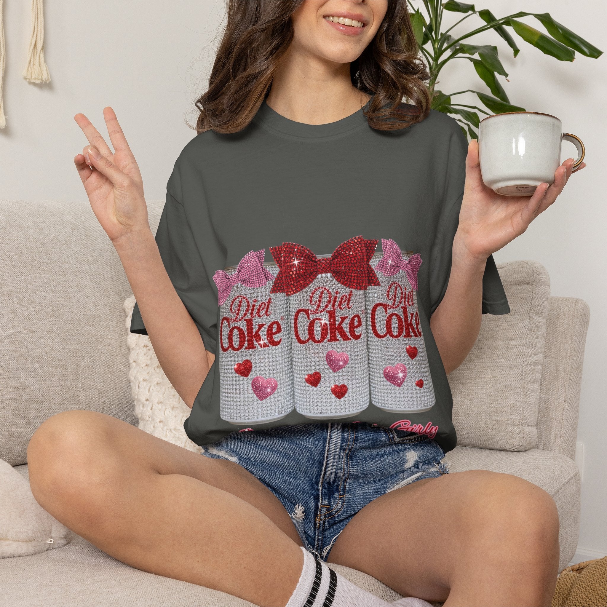 Diet Coke Glitter Can T-Shirt — "Just a Diet Coke Girl" Retro Sparkle Tee