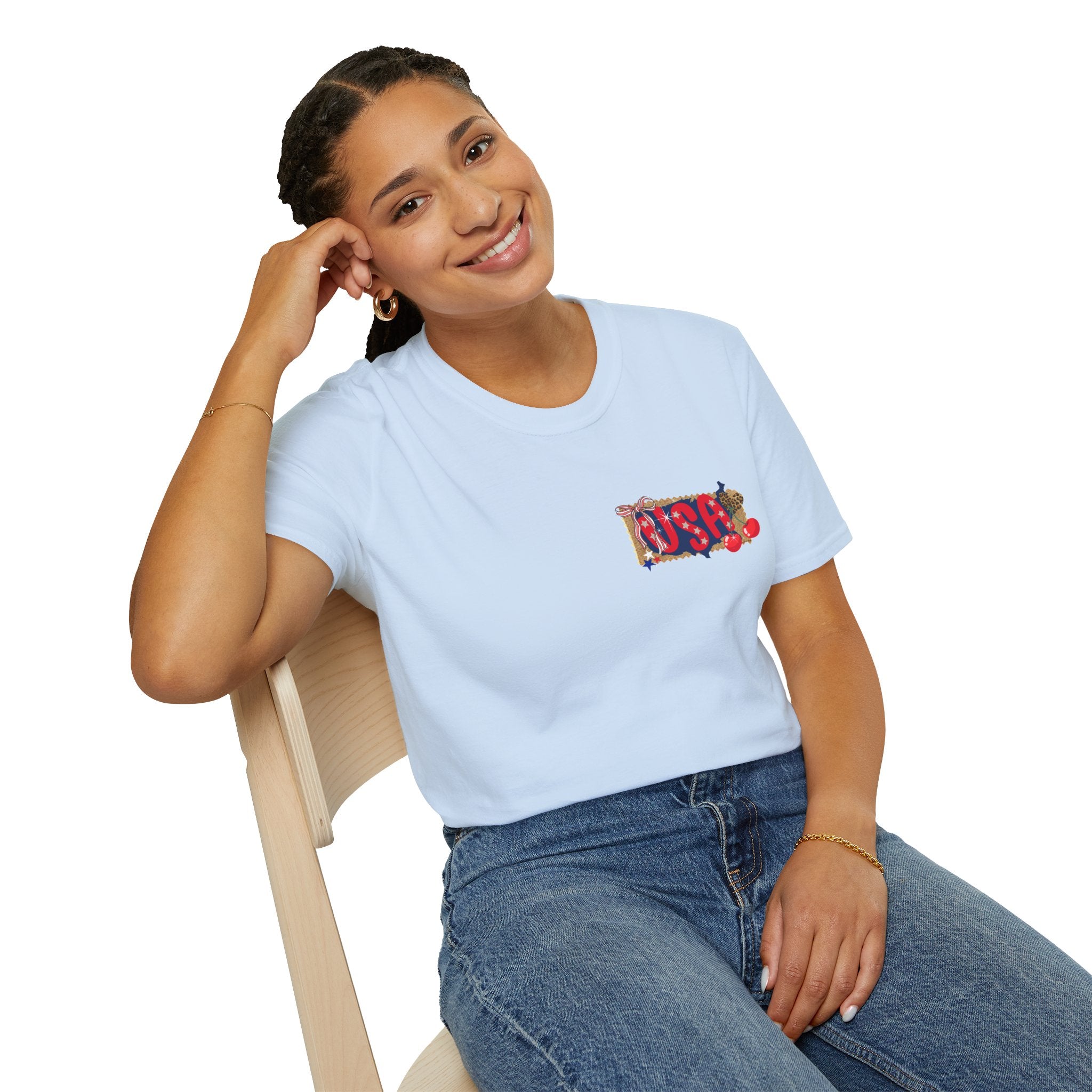 USA Collage T-Shirt — Patriotic Route 66 & Americana Graphic Tee