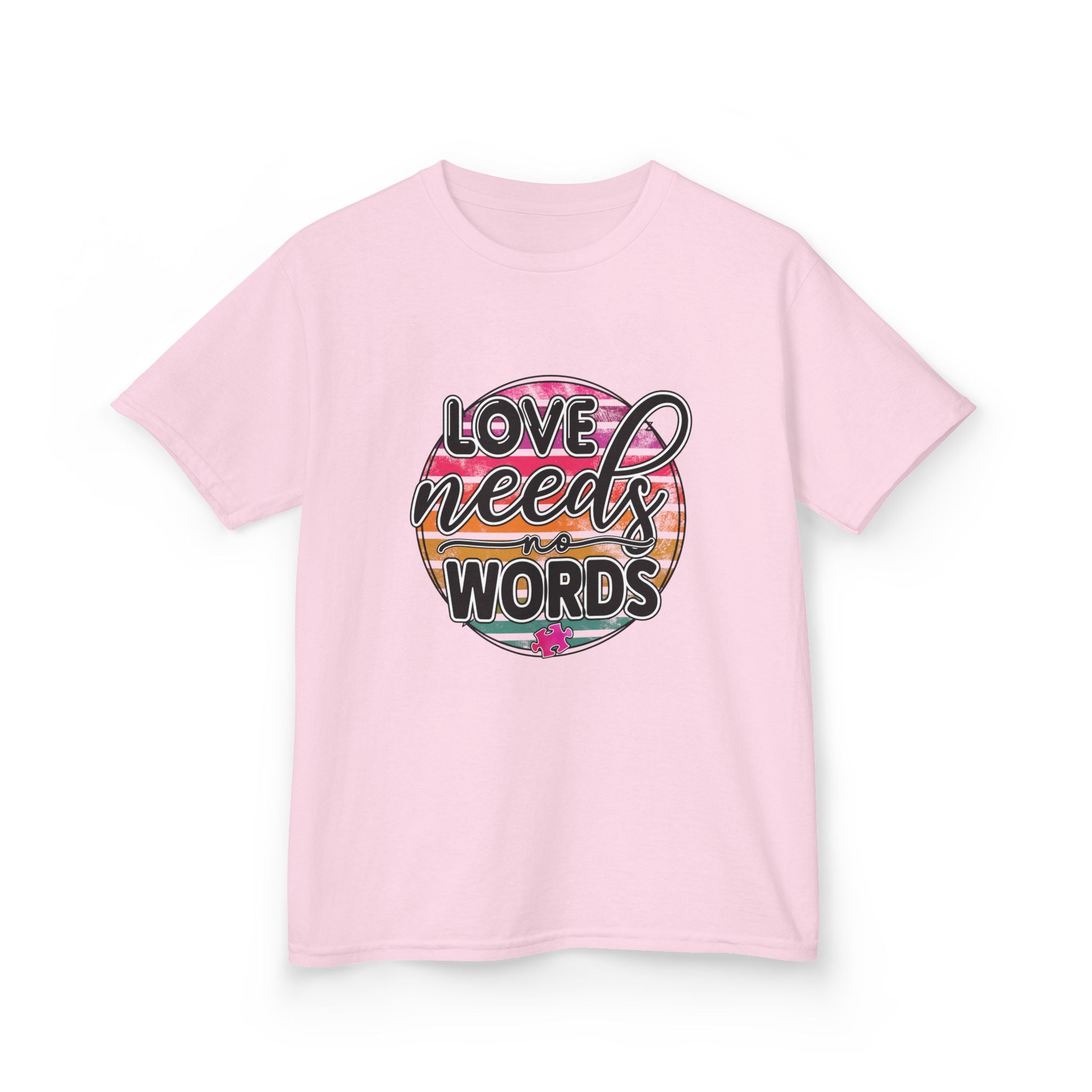 Kids Tee - "Love Needs Words" Colorful Circle Graphic