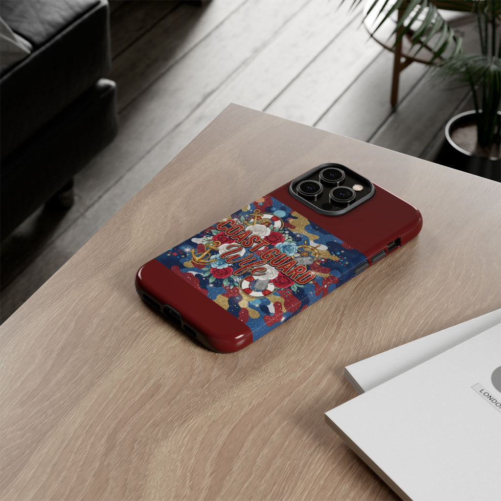 Coast Guard Wife Tough Phone Case — Patriotic Anchor & Lifebuoy Design