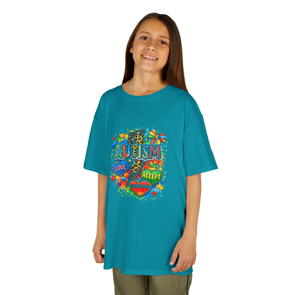 Kids Tee — Colorful Pride & Love Heart Graphic (Love, Accept, Understand)