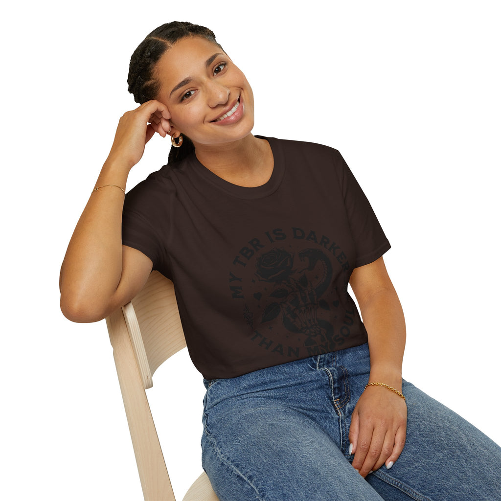 Gothic Booklover T-Shirt — “My TBR Is Darker Than My Soul” Graphic Tee