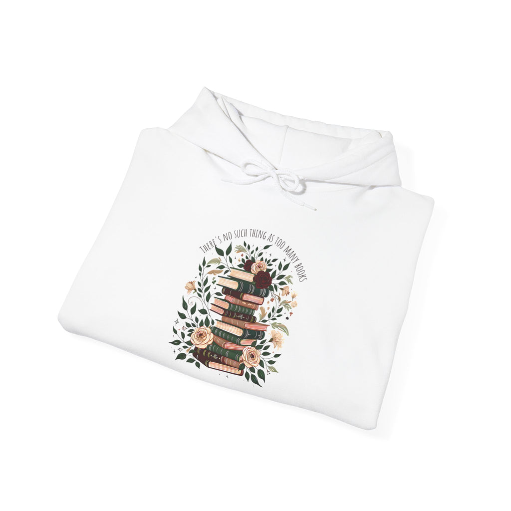 Cozy Reading Stack Hoodie — Floral Bookshelf Design