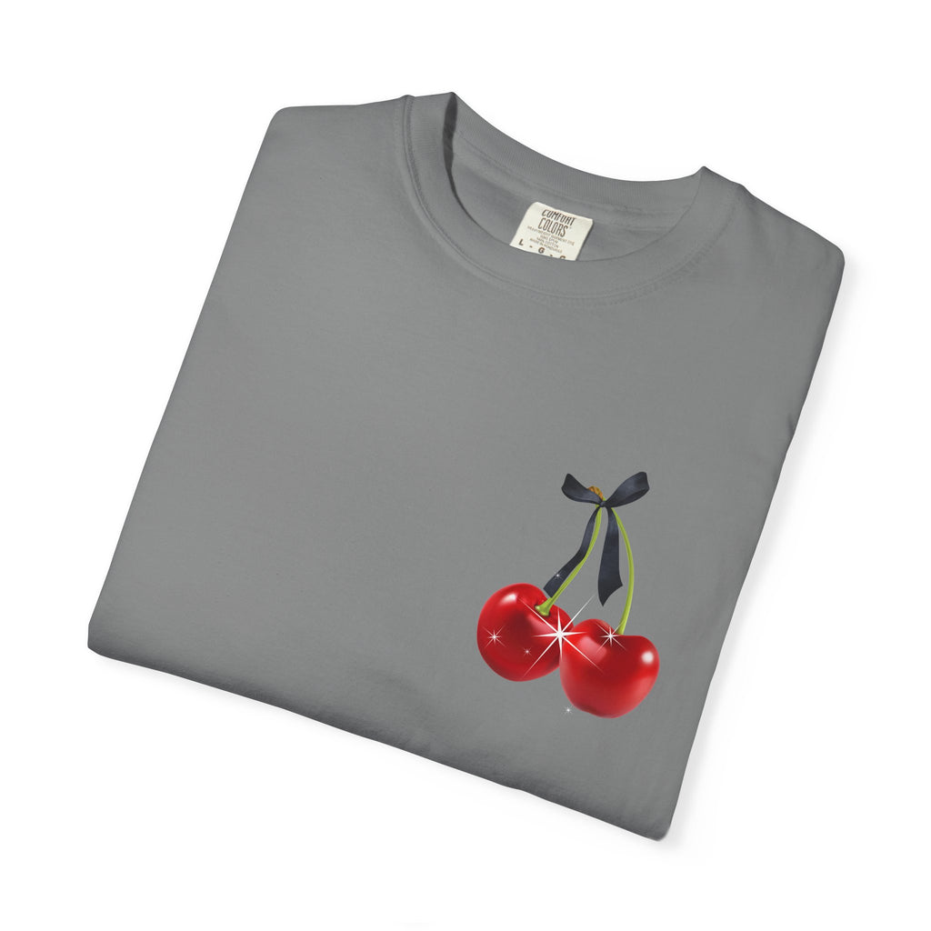 Cherry Graphic T-Shirt — Retro "Good Vibes" Back Print