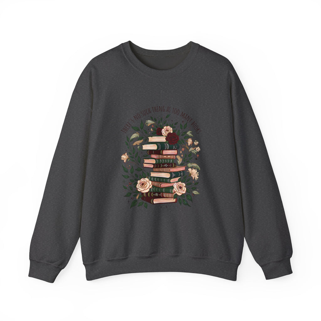 Book Lover Crewneck Sweatshirt – “Books and Tea” Floral Stack Graphic