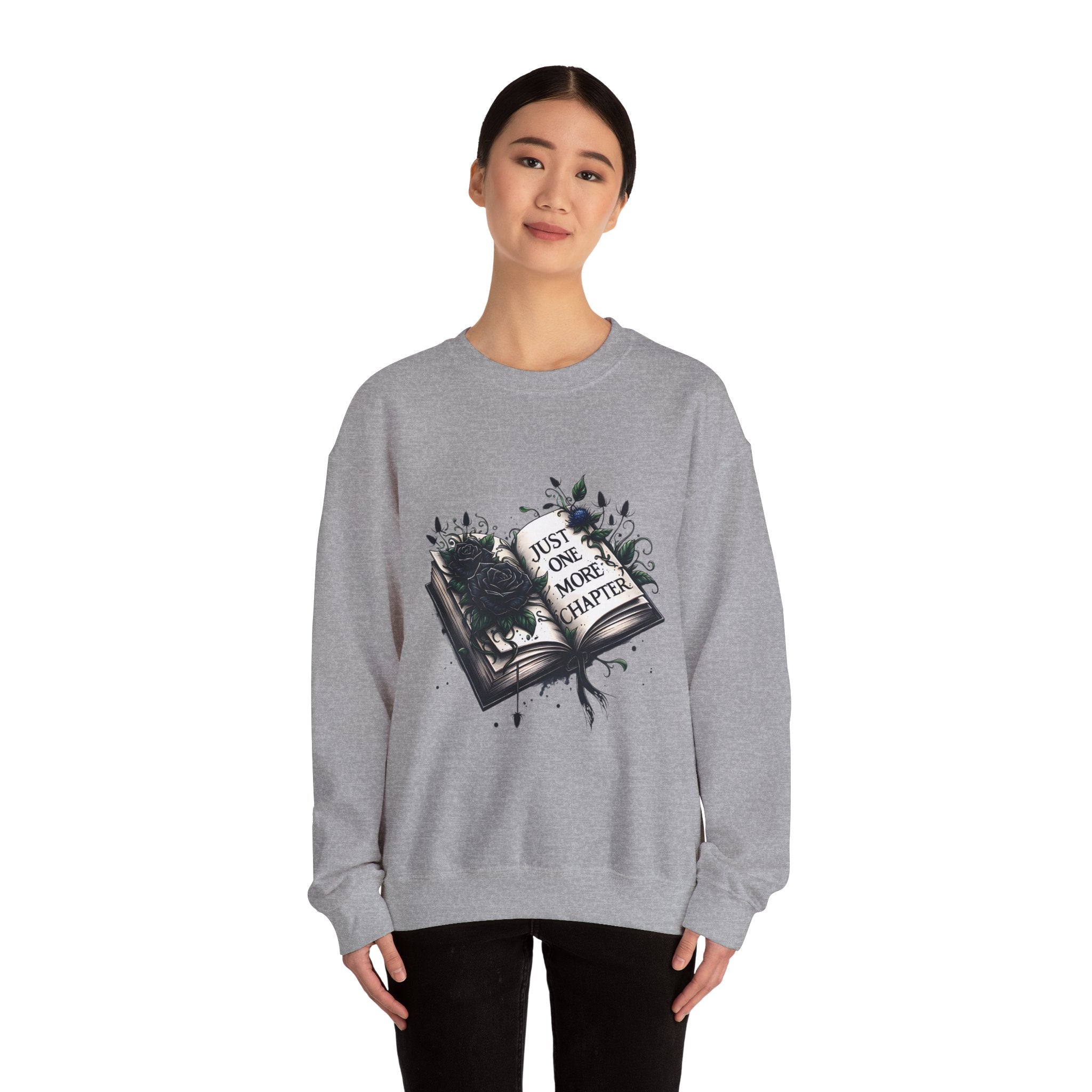 Book Lover Sweatshirt — "Just One More Chapter" Cozy Reader Crewneck