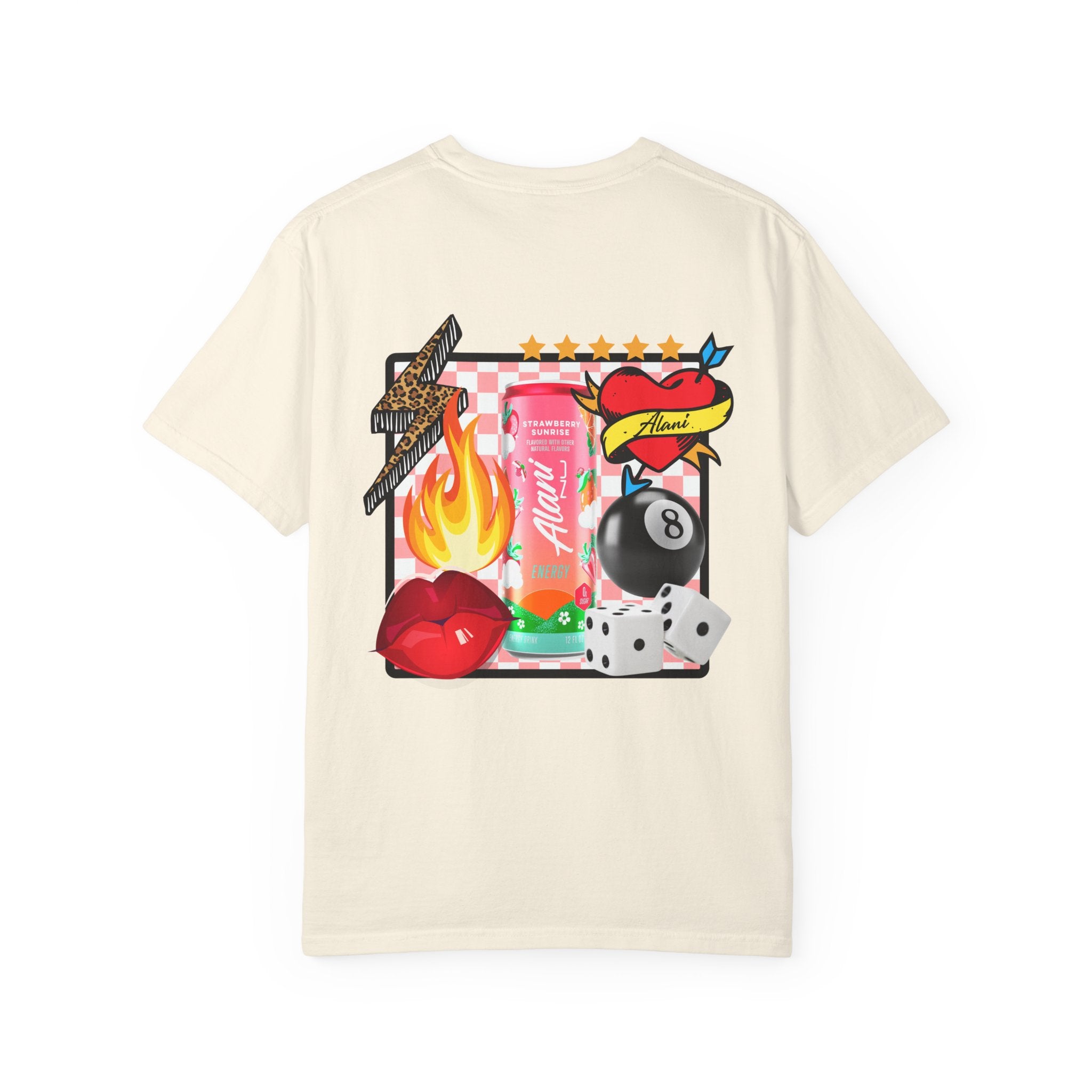Graphic T-Shirt — Retro Tattoo Collage with 'Aloha Nui' Can