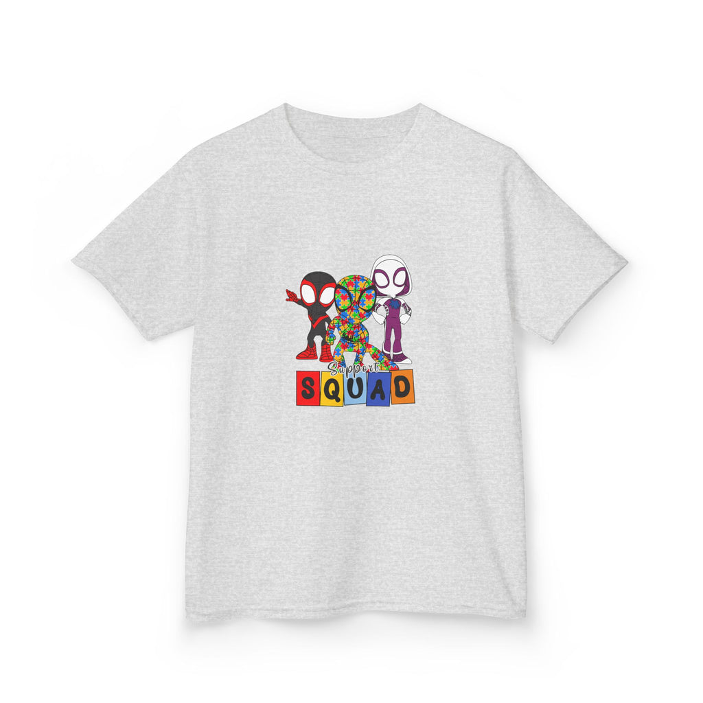 Kids T‑Shirt — 'SQUAD' Spider Heroes Block-Style Graphic