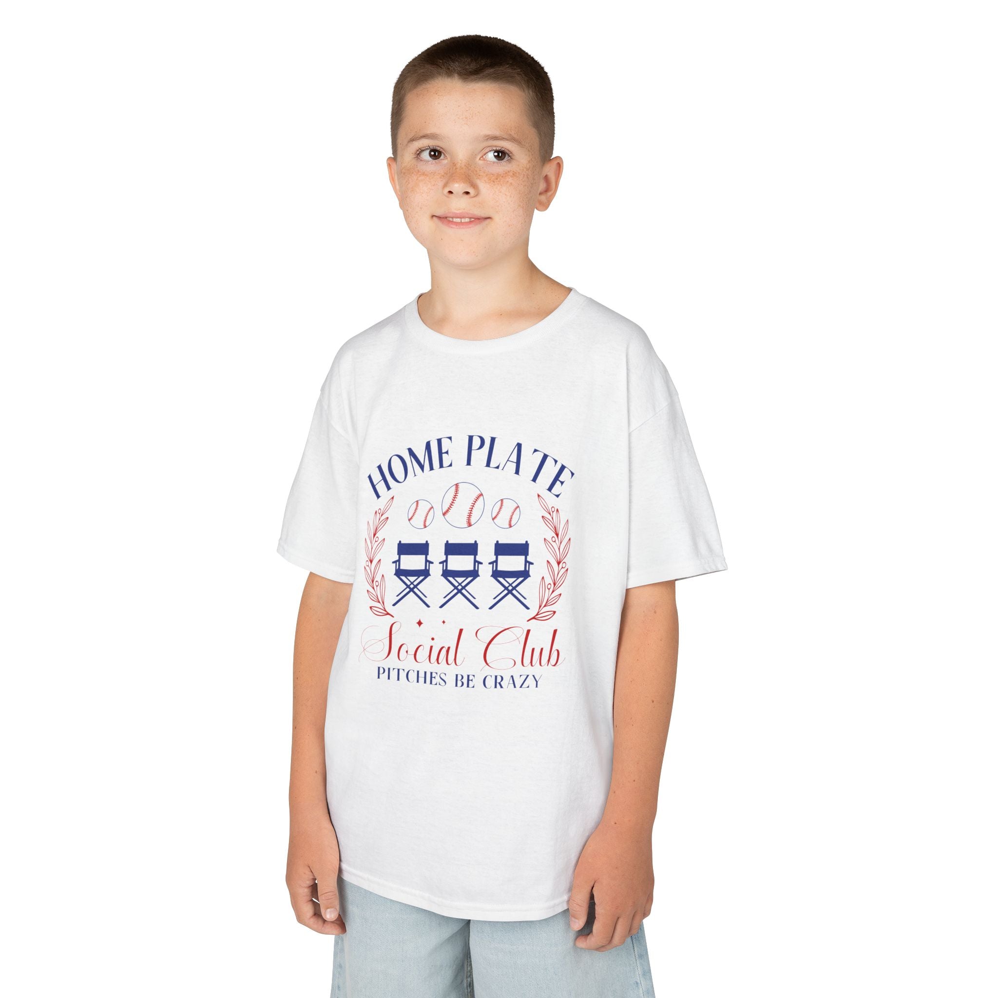 Kids Tee — "Home Plate Social Club" Baseball Shirt (Pitches Be Crazy)