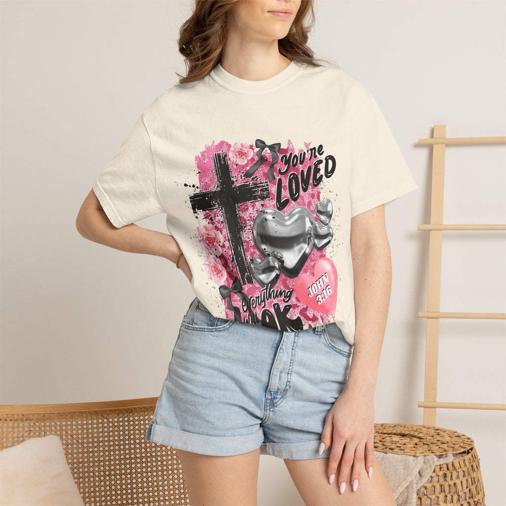 Christian Cross T-Shirt — "You're Loved" John 3:16 Faith Tee