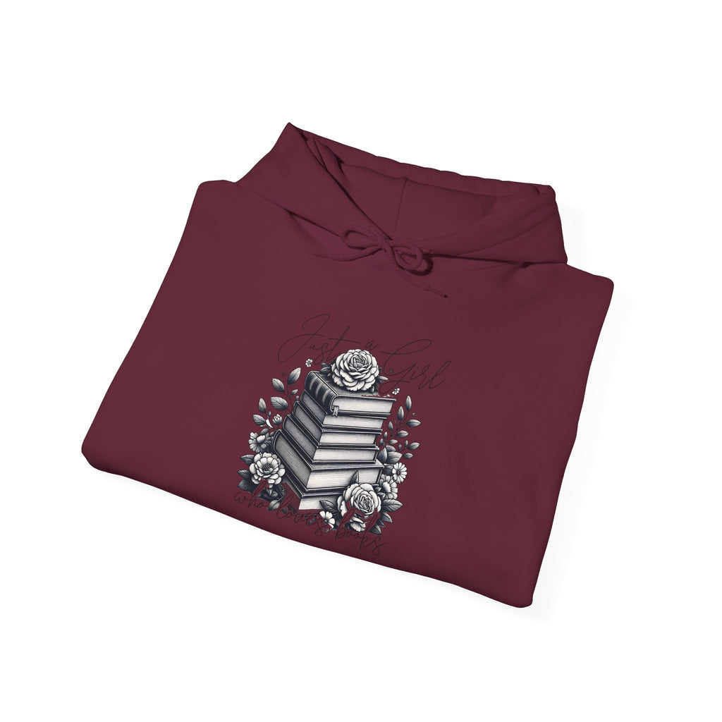 Vintage Stacked Books & Roses Hoodie — Literary Gothic Booklover Sweatshirt