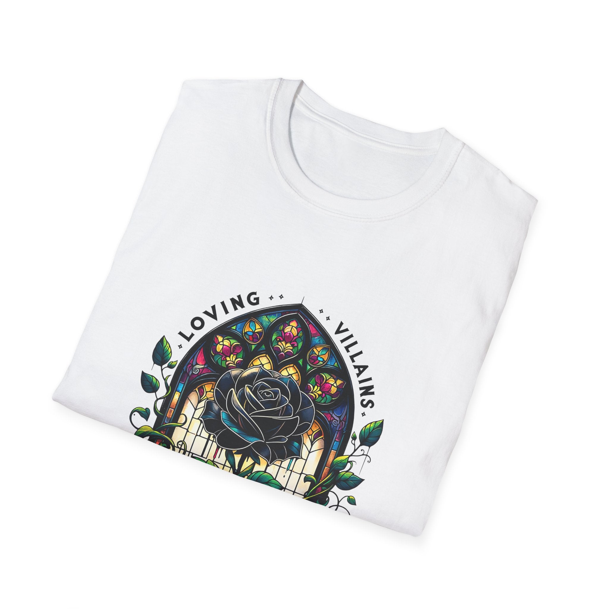 Loving Villains Rose Window T-Shirt — Gothic Floral 'Since Page One' Tee