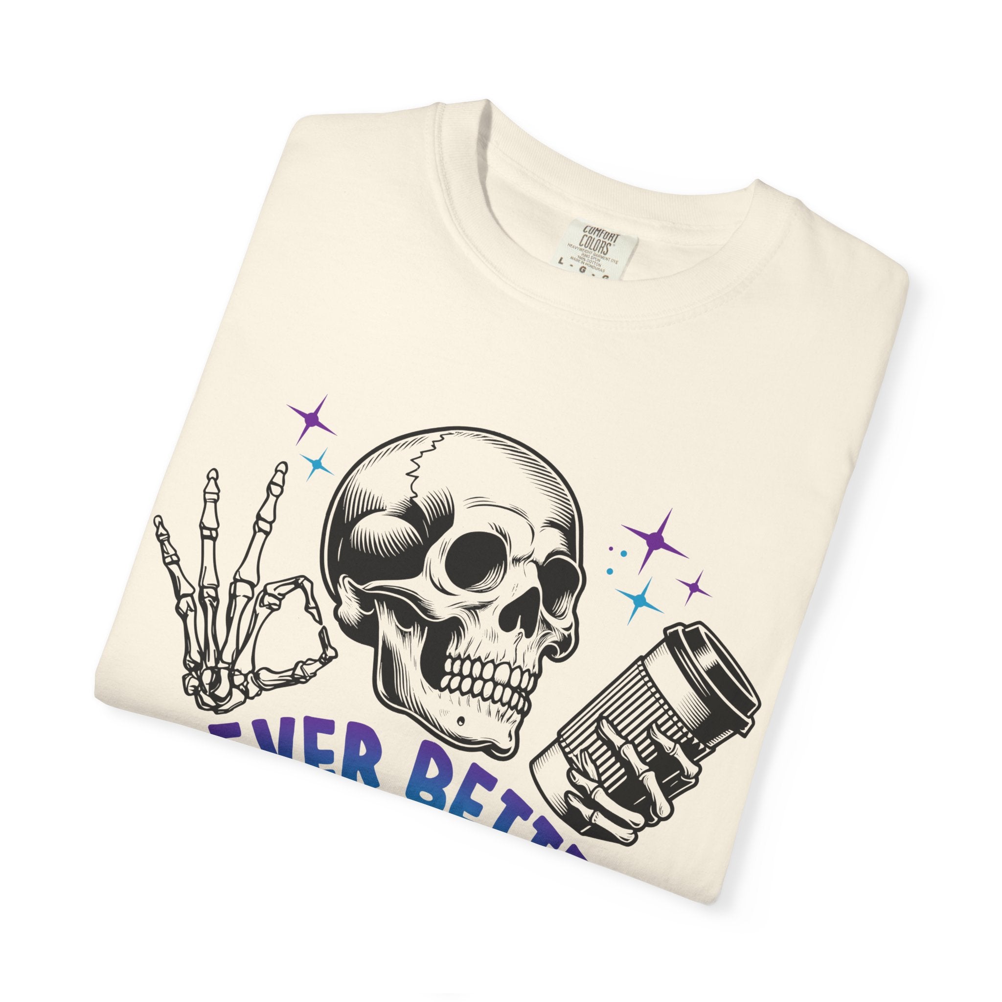 Never Better Skull T-Shirt — Vintage Skull Holding Can Graphic Tee