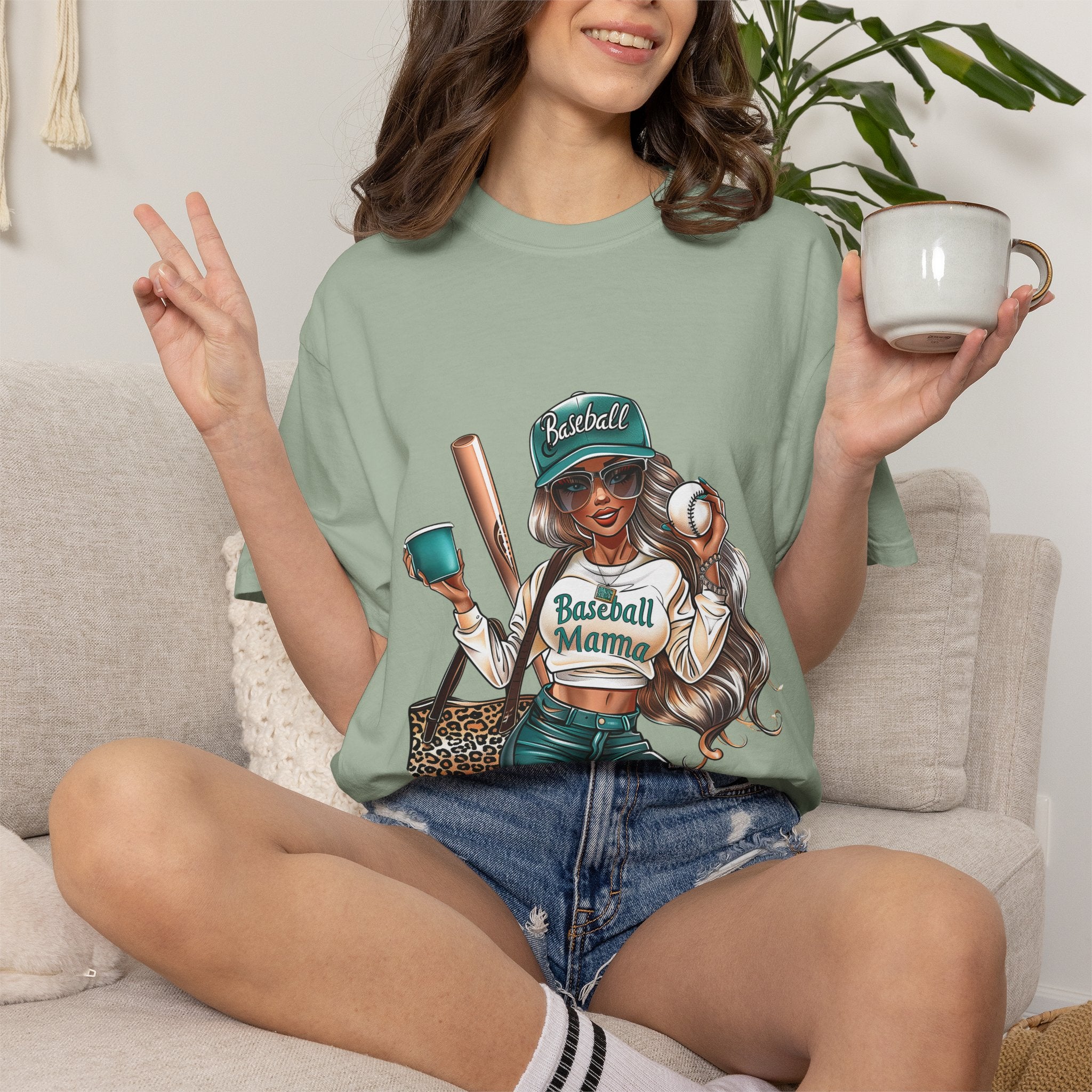 Baseball Mama T-Shirt — Cute Mom Baseball Tee with Bat & Ball Graphic