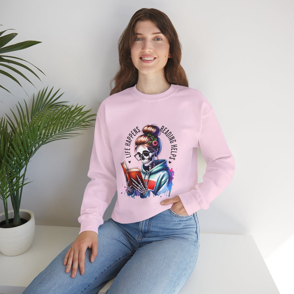 Reading Heals Sweatshirt — Skull Booklover Crewneck