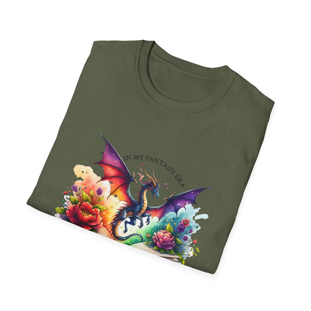 Fantasy Dragon Book T-Shirt — 'Live in My Fantasy' Colorful Storybook Design