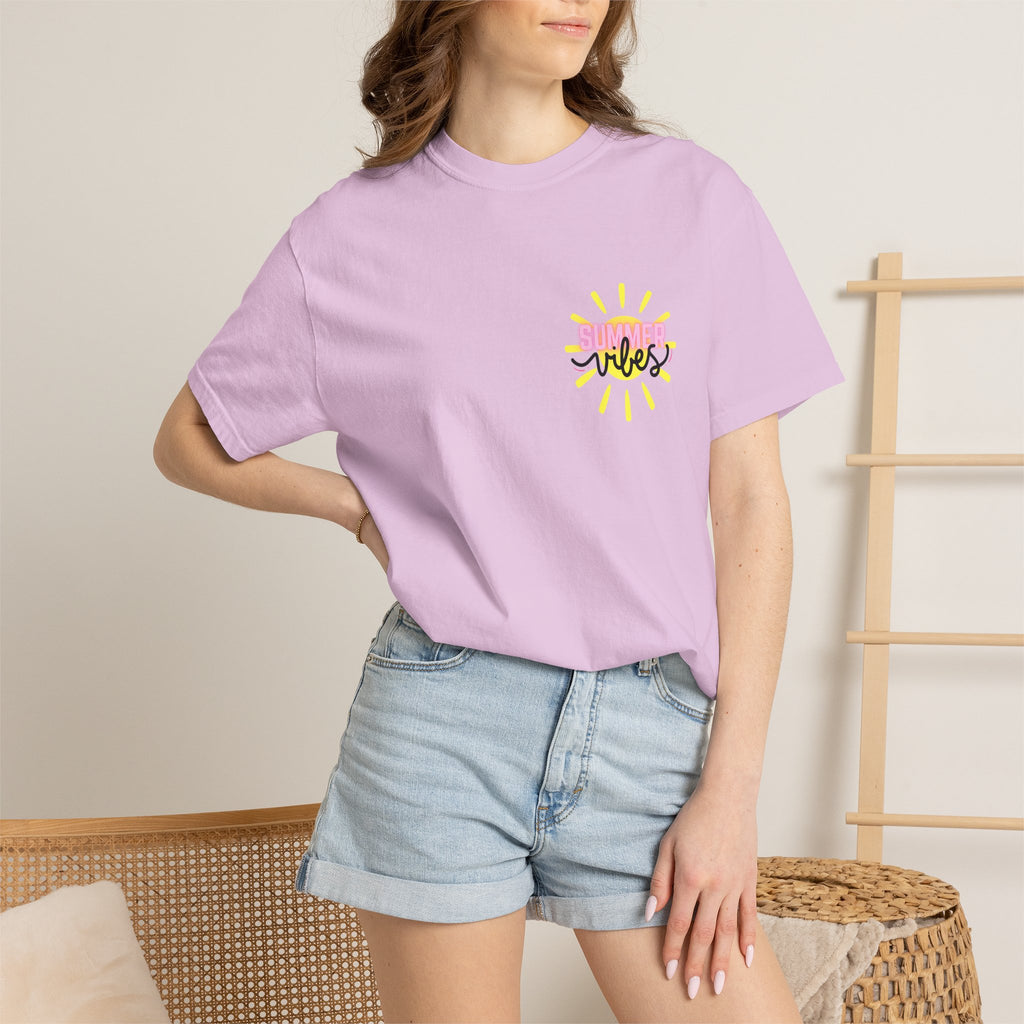 Summer Vibes T-Shirt — Pink Floatie & Checkered Graphic