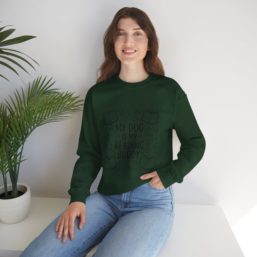 My Dog Is My Reading Buddy Sweatshirt — Cozy Dog Lover Bookish Crewneck