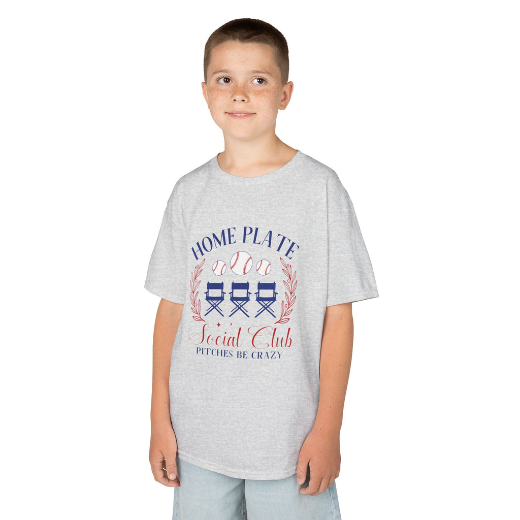 Kids Tee — "Home Plate Social Club" Baseball Shirt (Pitches Be Crazy)