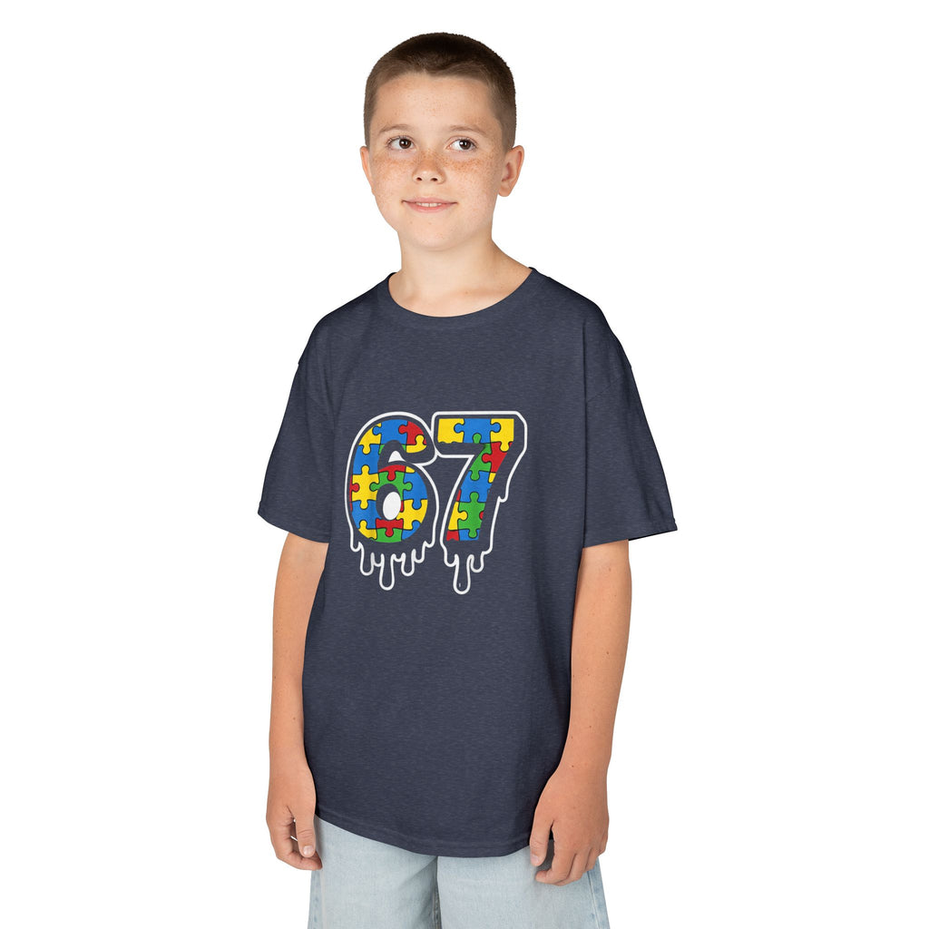 Kids Puzzle Number 67 T-Shirt — Colorful Autism Awareness Tee