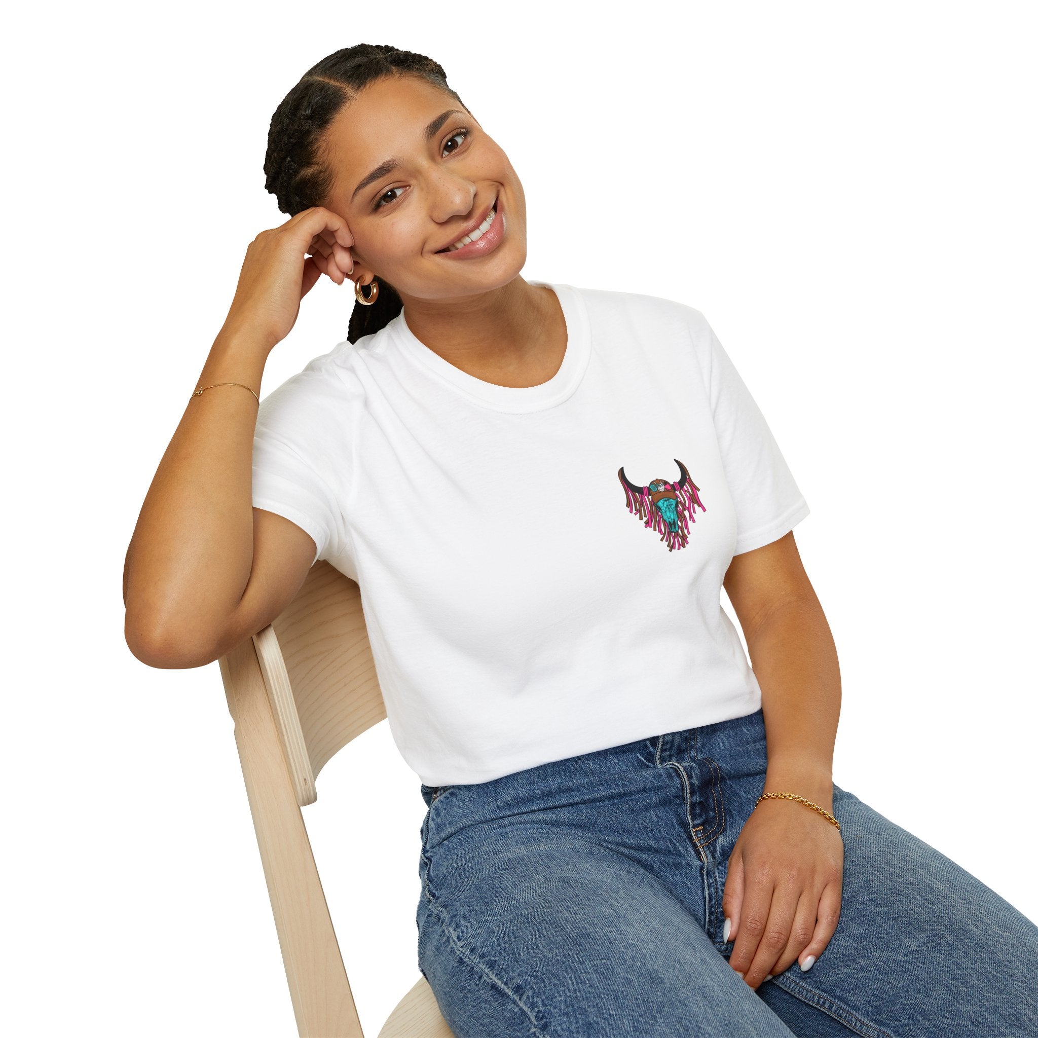 Double-sided Mama Mamas Cow Skull Graphic T-Shirt — Western Cowhide Retro Farmhouse Tee